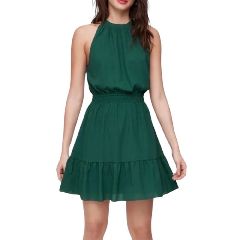 Elegant Green Halter Dress